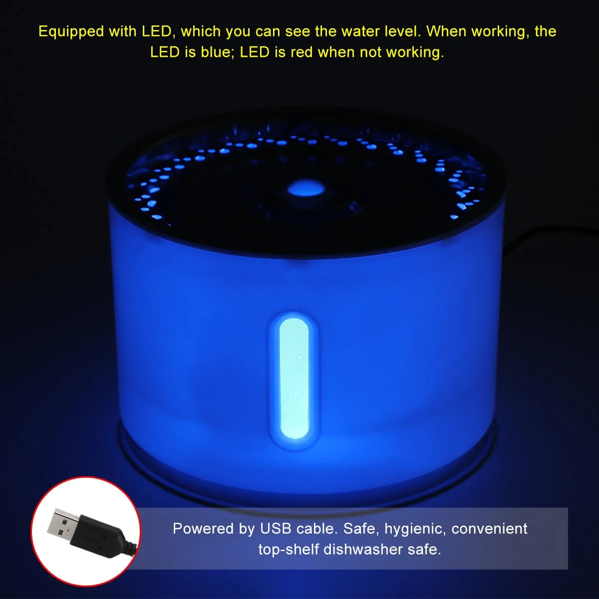 2.4L Automatic Pet Water Fountain with LED Night-Light