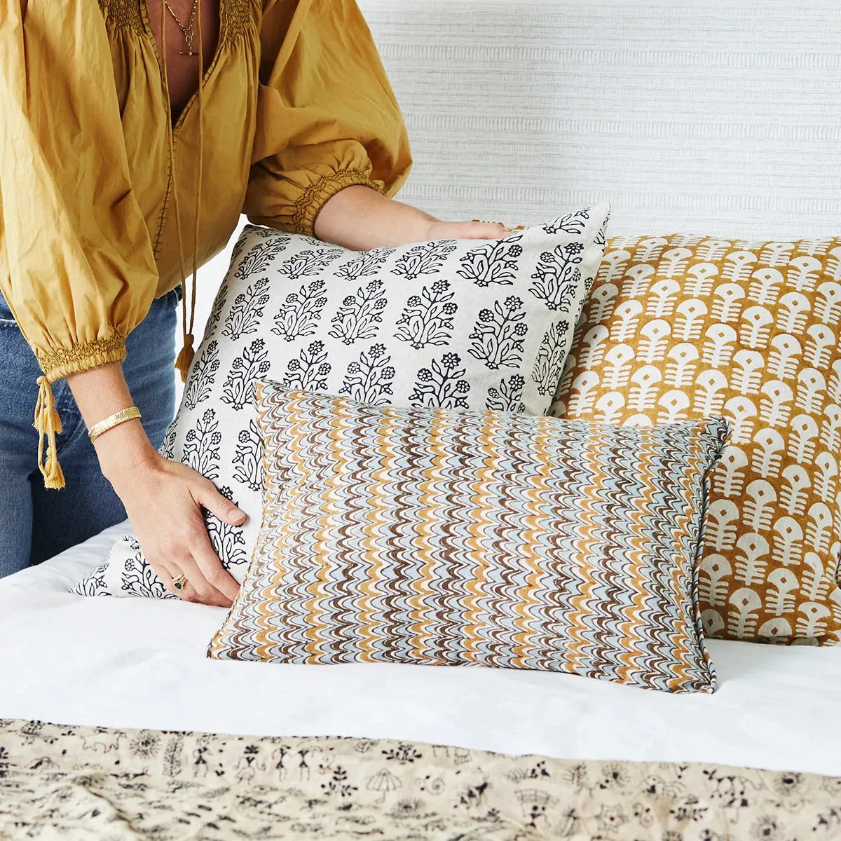 Amer Indian Teal Linen Cushion