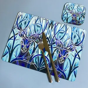 Blue Stags Rectangular Table Mats & Coasters - Wildlife Table Mats