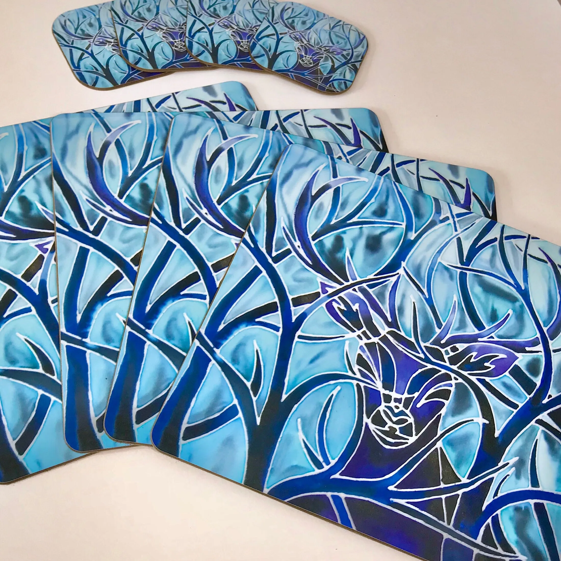 Blue Stags Rectangular Table Mats & Coasters - Wildlife Table Mats