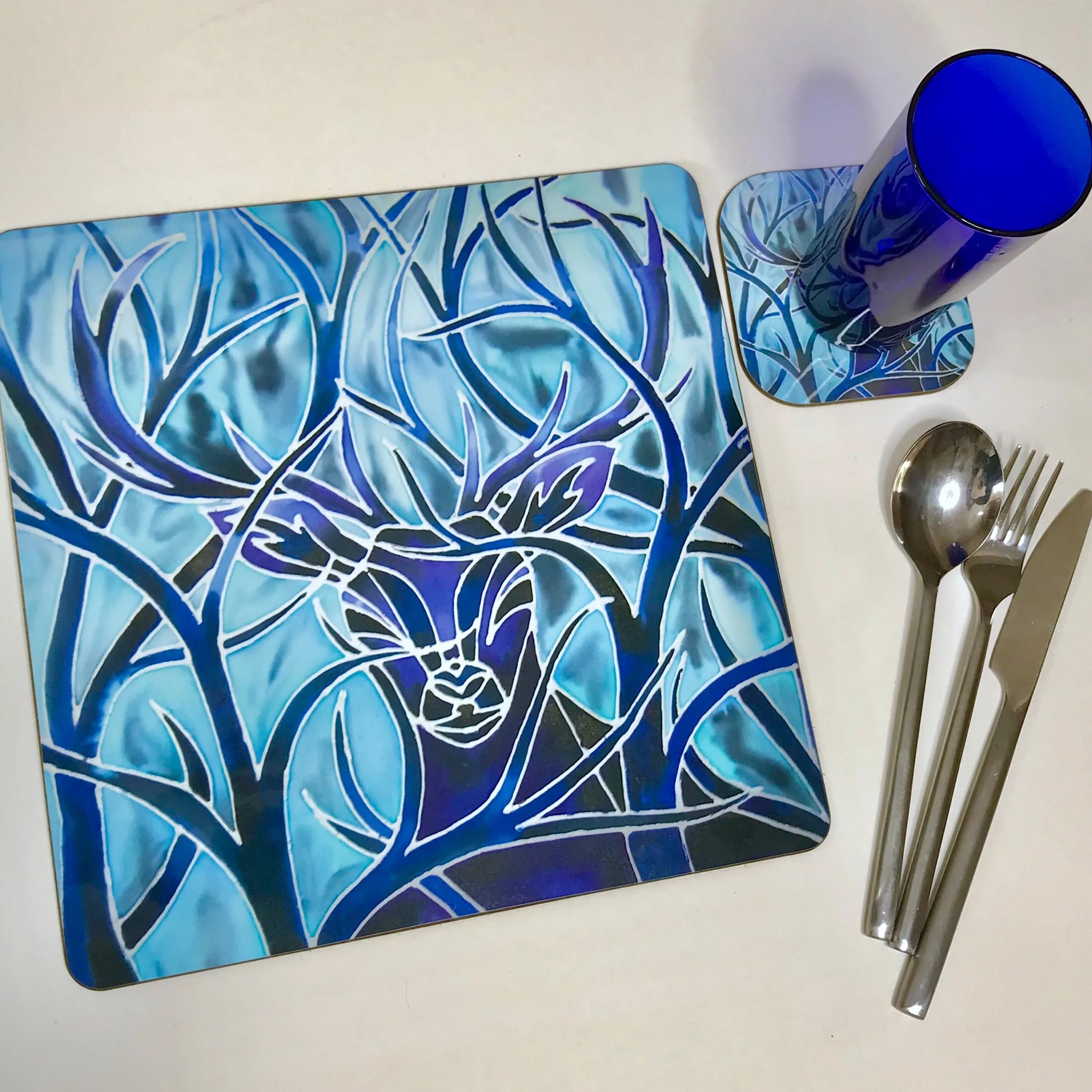 Blue Stags Rectangular Table Mats & Coasters - Wildlife Table Mats