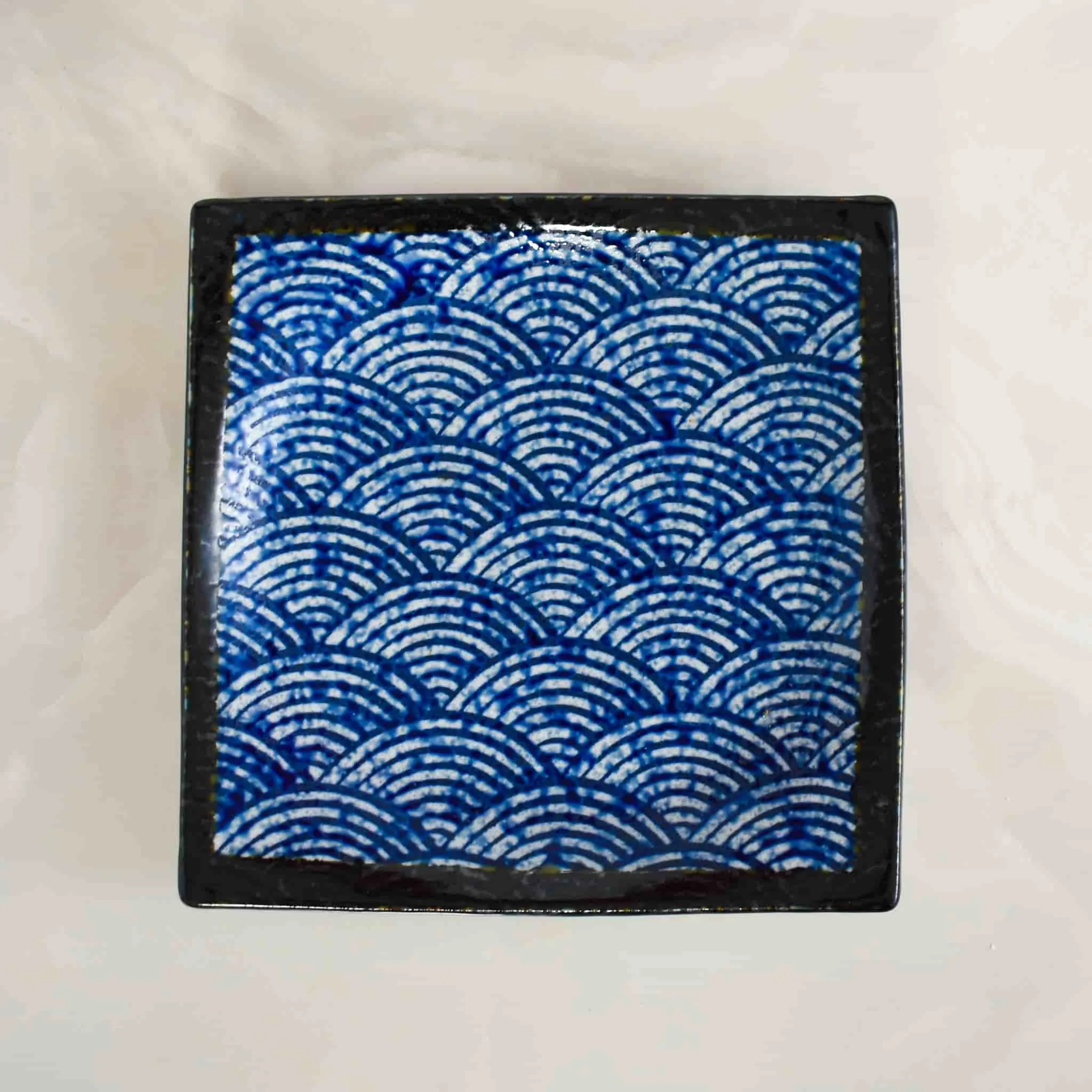 Blue Wave Large Square Plate, 23.5cm
