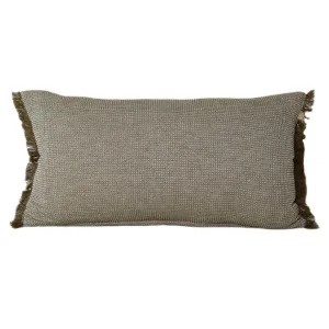 Breakfast Waffle Fringe Cushion - Khaki Green
