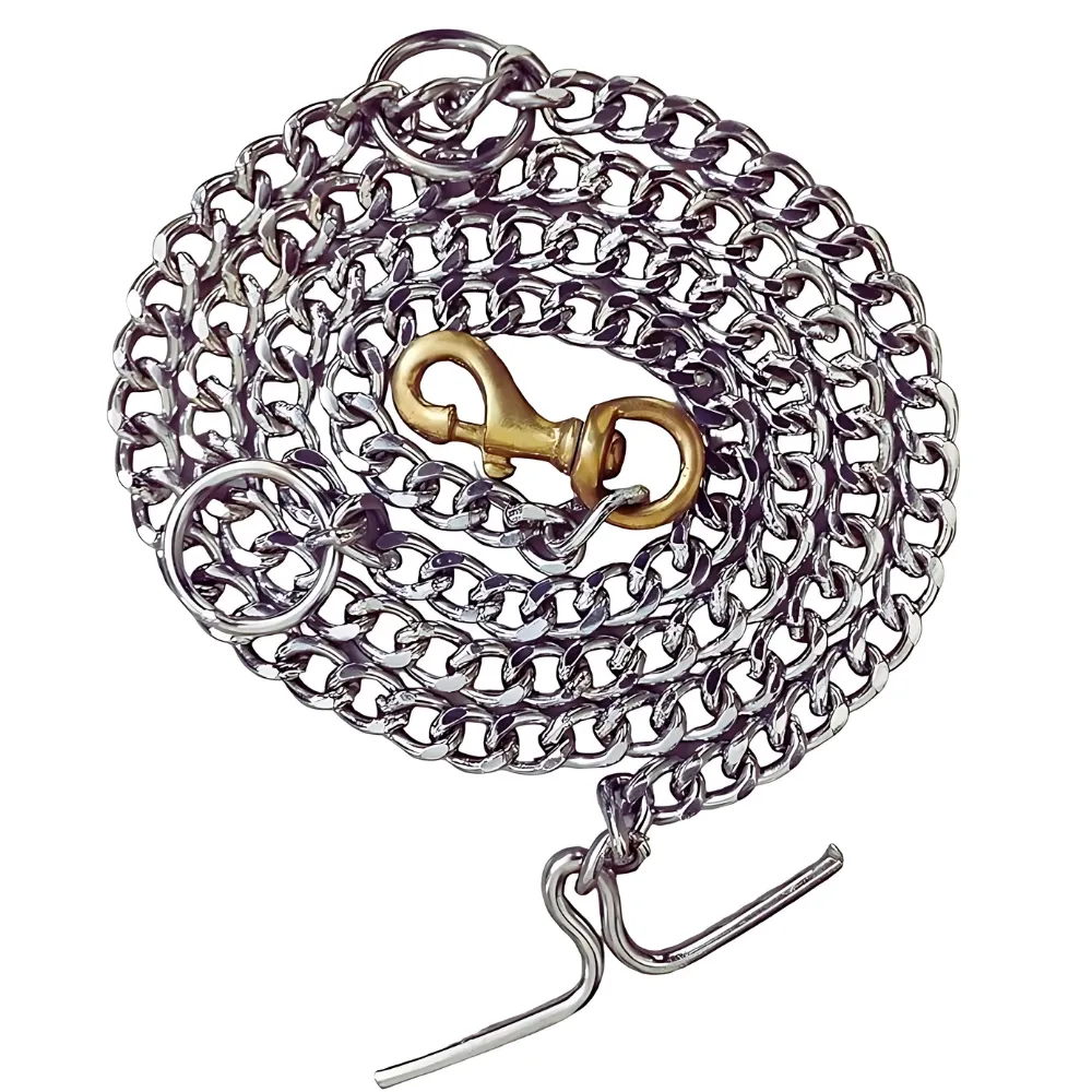 Chullbull Heavy Duty Brass Chain Leash for Dogs (Silver)