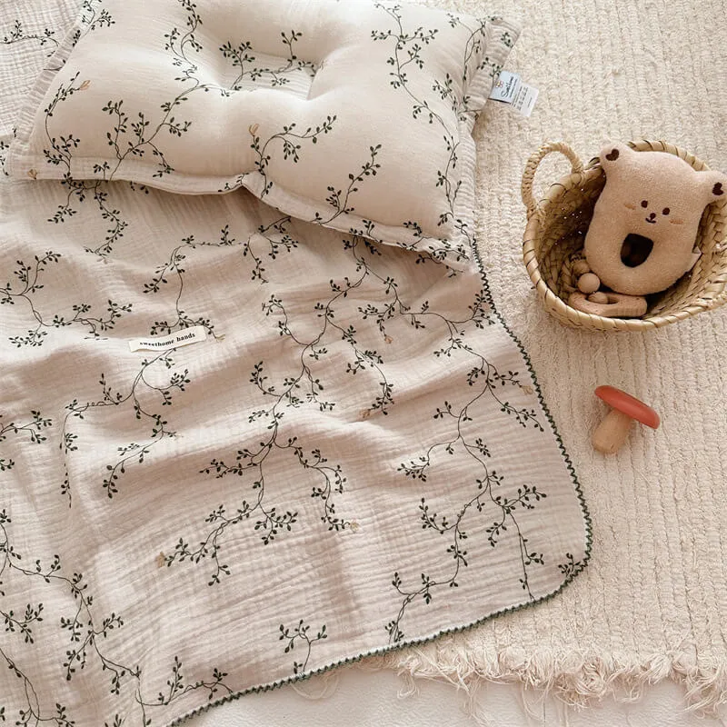 Cotton Muslin Blanket with Pillow Set