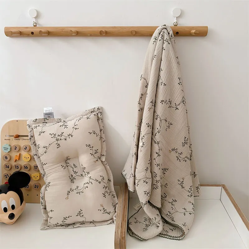 Cotton Muslin Blanket with Pillow Set