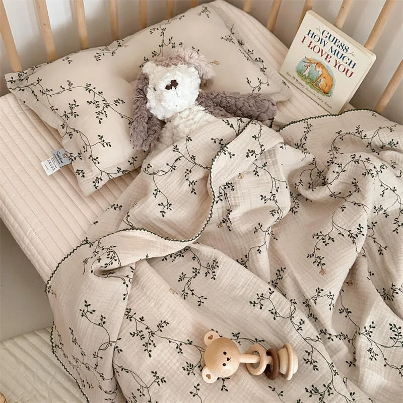 Cotton Muslin Blanket with Pillow Set