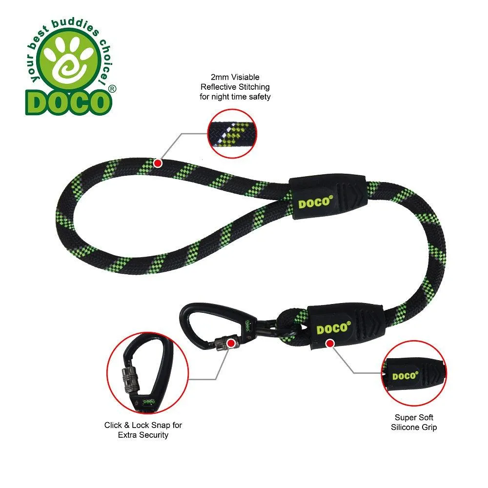 DOCO® Reflective Traffic Rope Dog Leash - Click & Lock Snap - 20 inch
