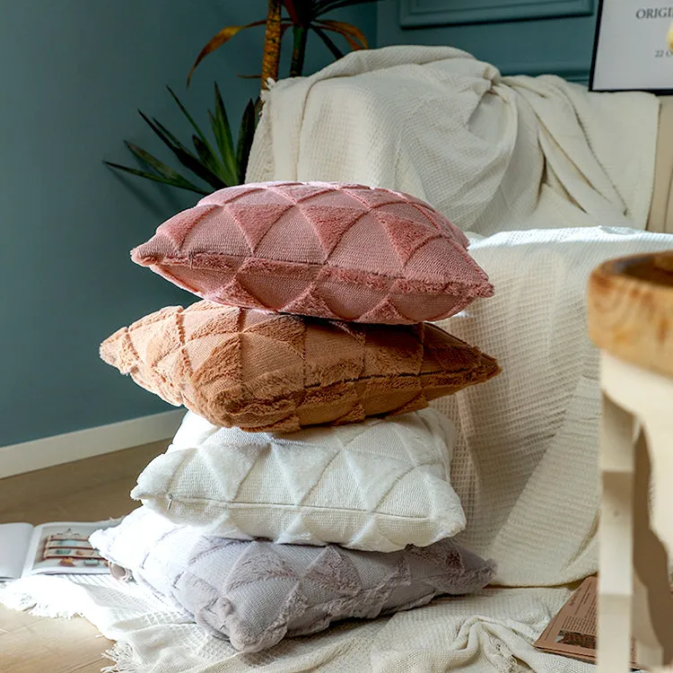 Fluffy Scatter Cushion | Dusty Pink Triangle