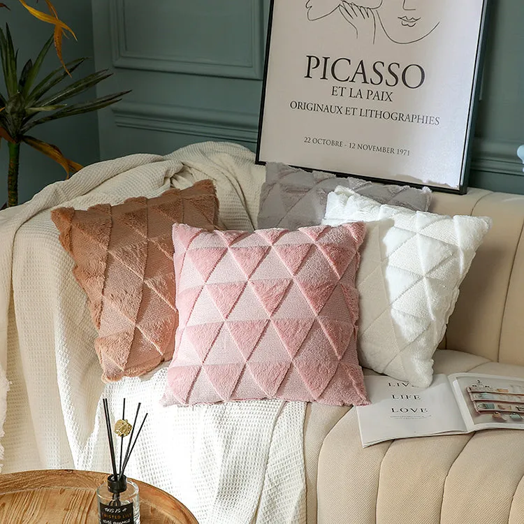 Fluffy Scatter Cushion | Dusty Pink Triangle