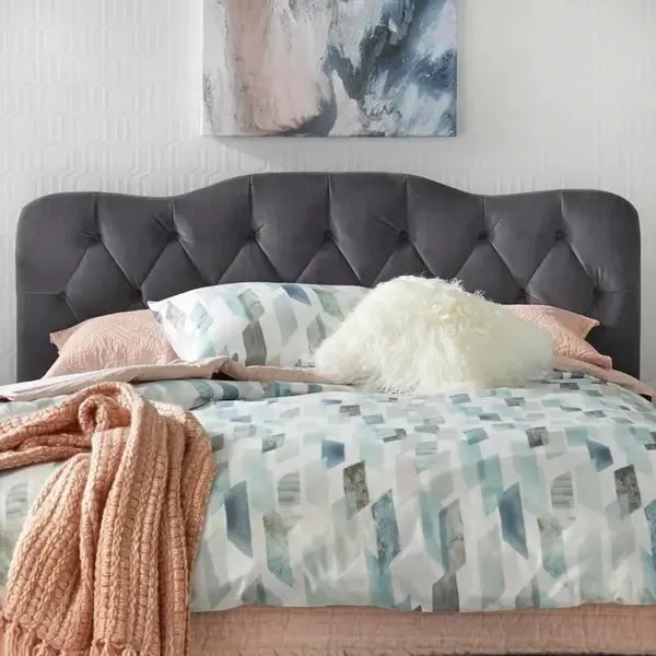 Forest Upholstered Bed with Storage in Grey Suede