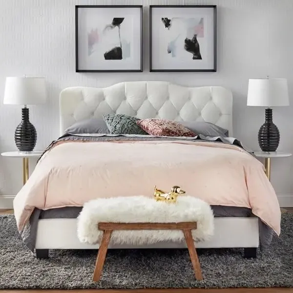 Forest Upholstered Bed with Storage in Grey Suede