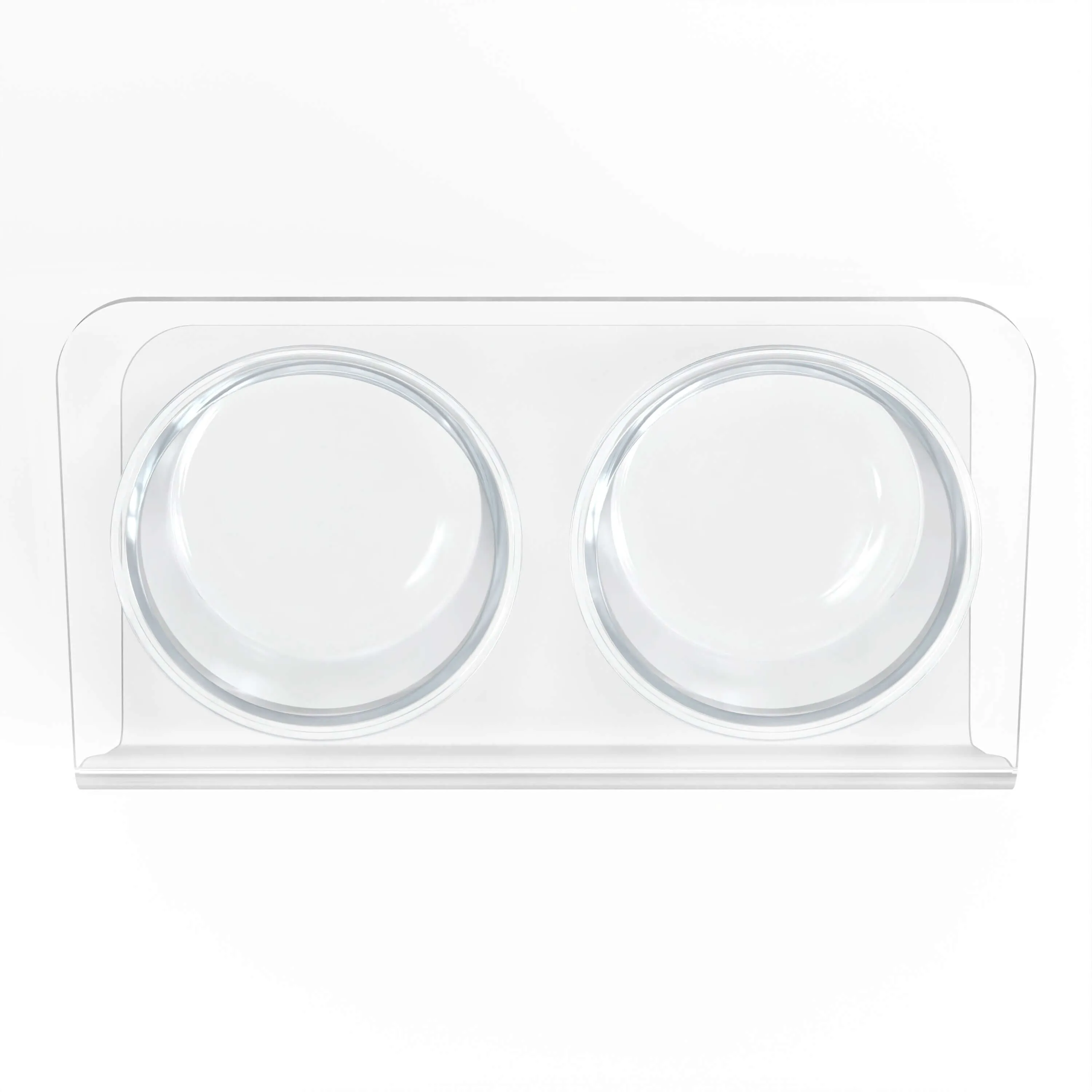 Modern Acrylic Glass Bowl Feeders, Angled Style, Double Bowl