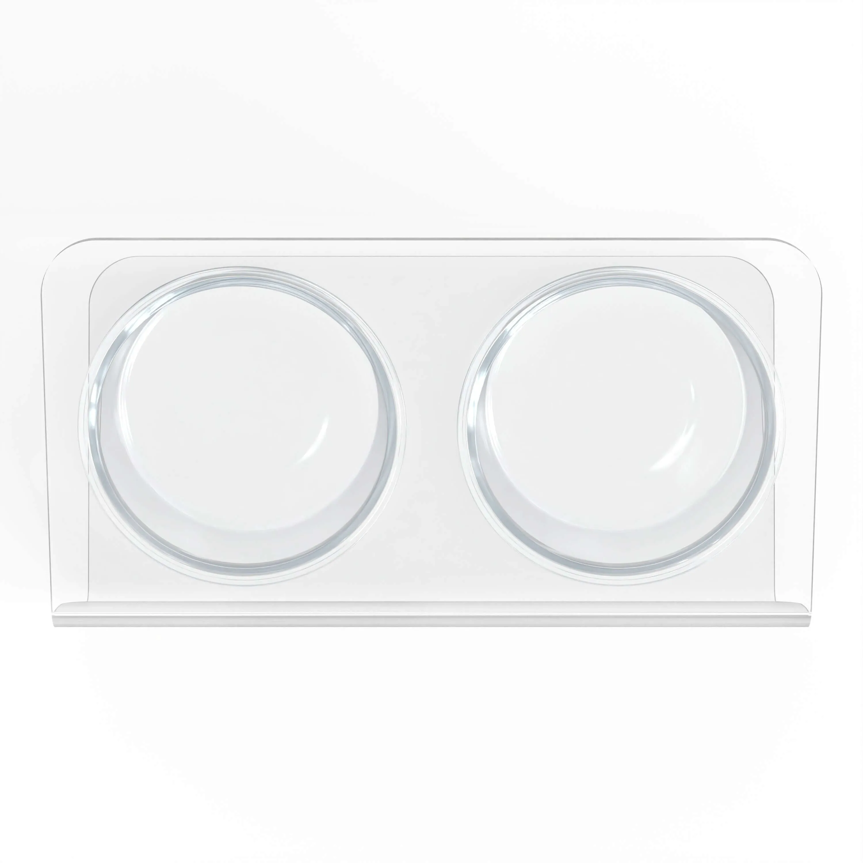 Modern Acrylic Glass Bowl Feeders, Angled Style, Double Bowl