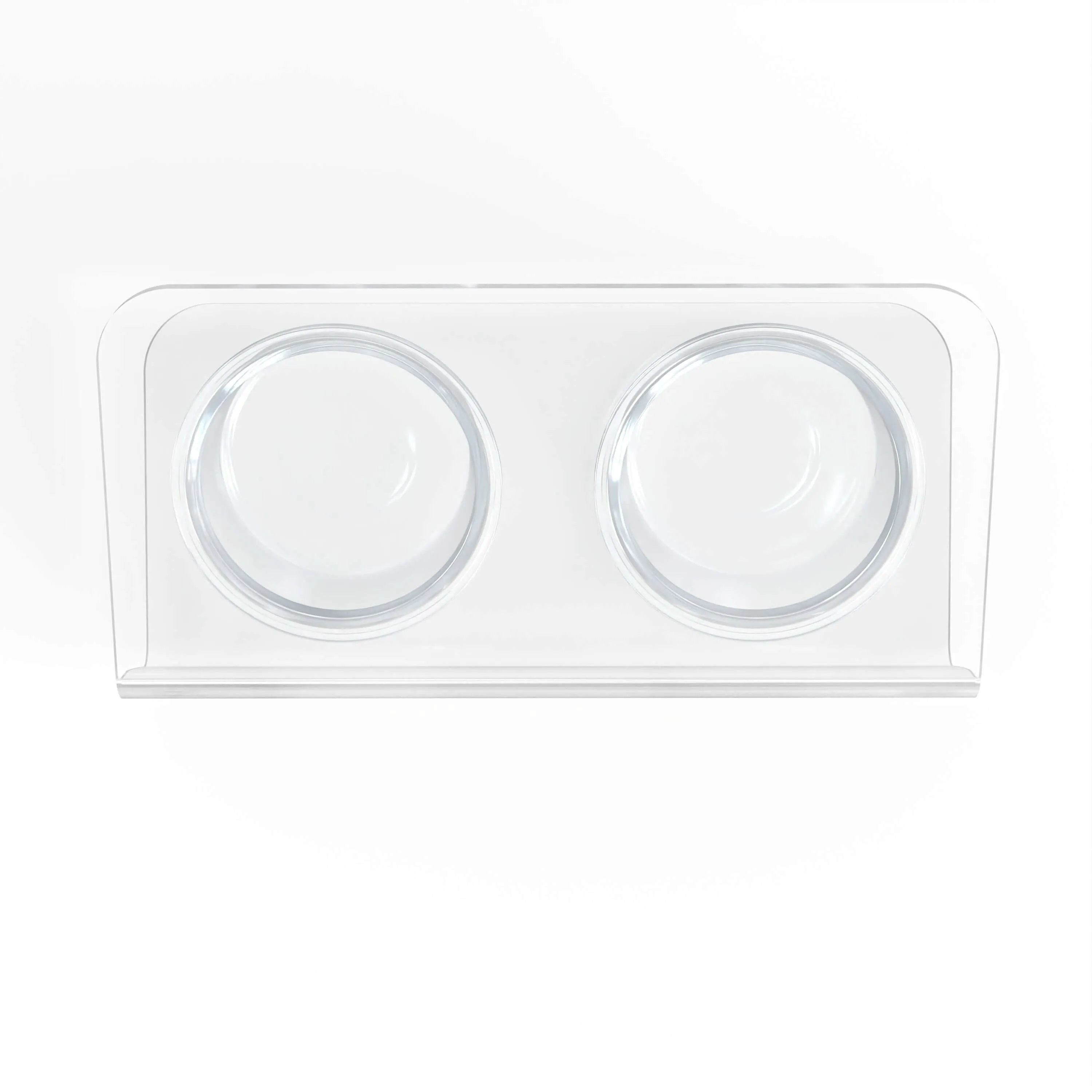 Modern Acrylic Glass Bowl Feeders, Angled Style, Double Bowl