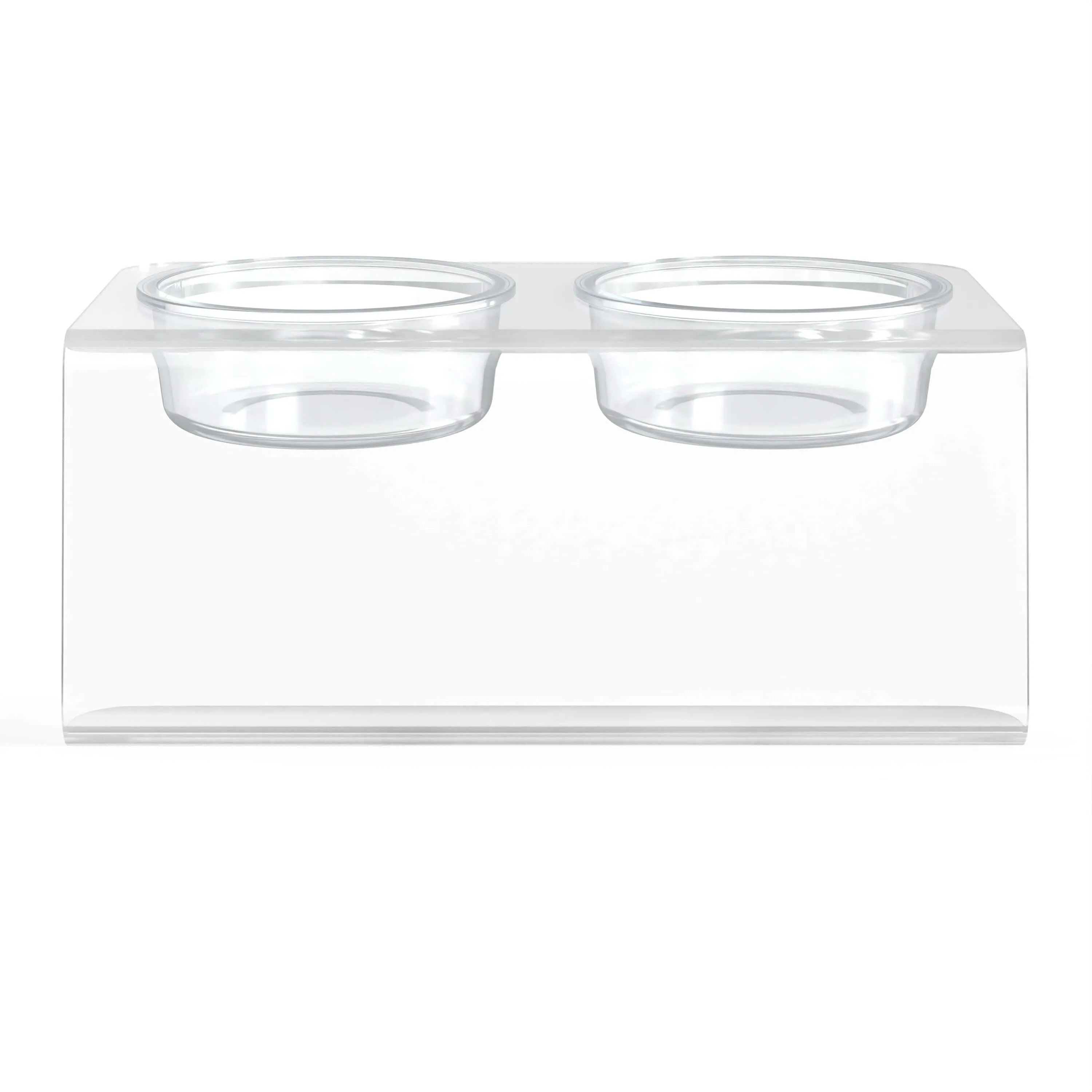 Modern Acrylic Glass Bowl Feeders, Angled Style, Double Bowl
