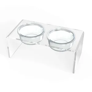 Modern Acrylic Glass Bowl Feeders, Standard Style, Double Bowl