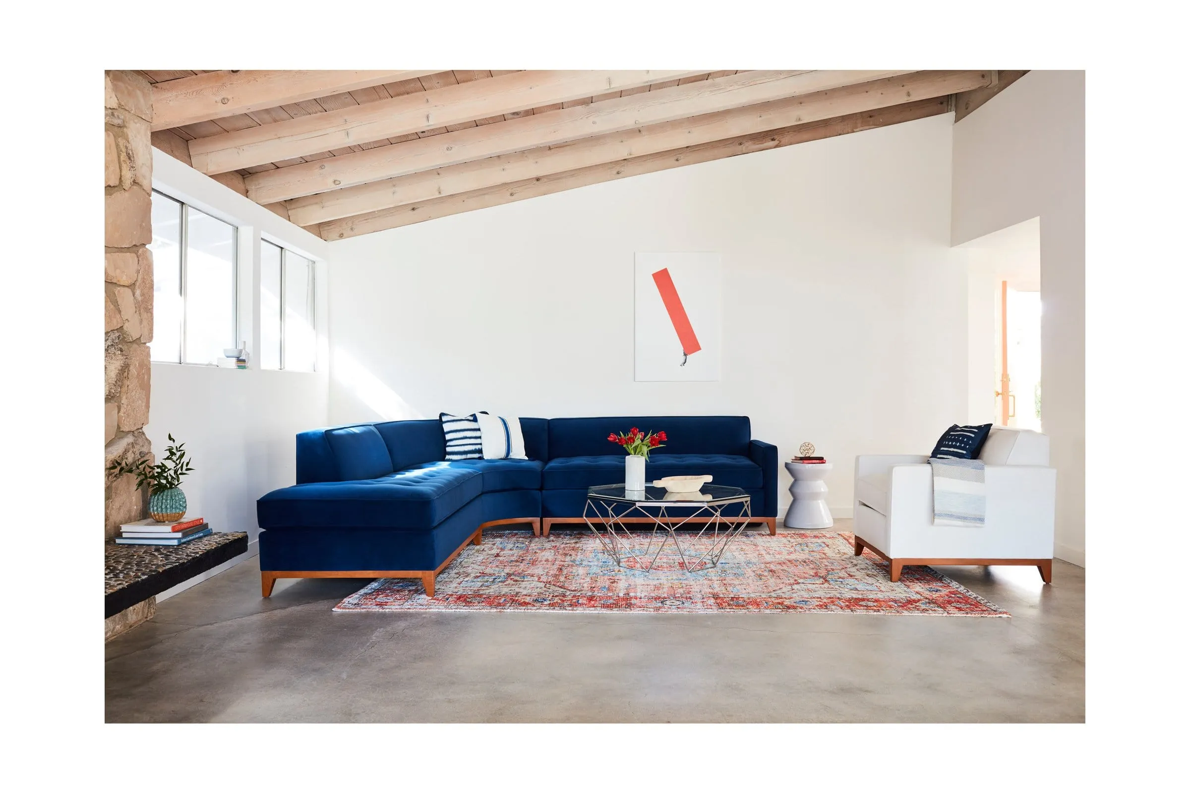Monroe Drive 3pc Sleeper Sectional :: Leg Finish: Natural / Configuration: LAF - Chaise on the Left / Sleeper Option: Memory Foam Mattress