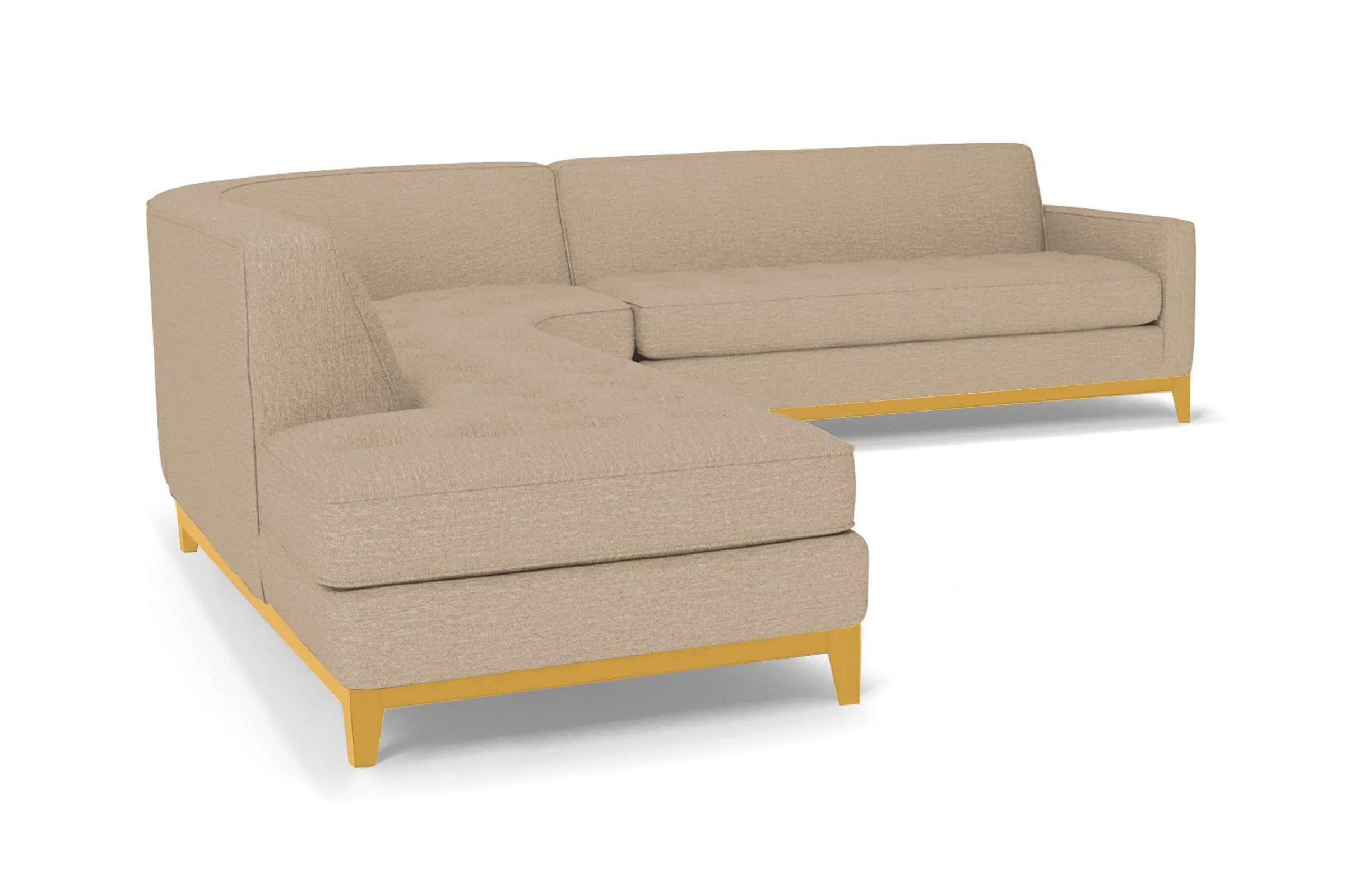 Monroe Drive 3pc Sleeper Sectional :: Leg Finish: Natural / Configuration: LAF - Chaise on the Left / Sleeper Option: Memory Foam Mattress