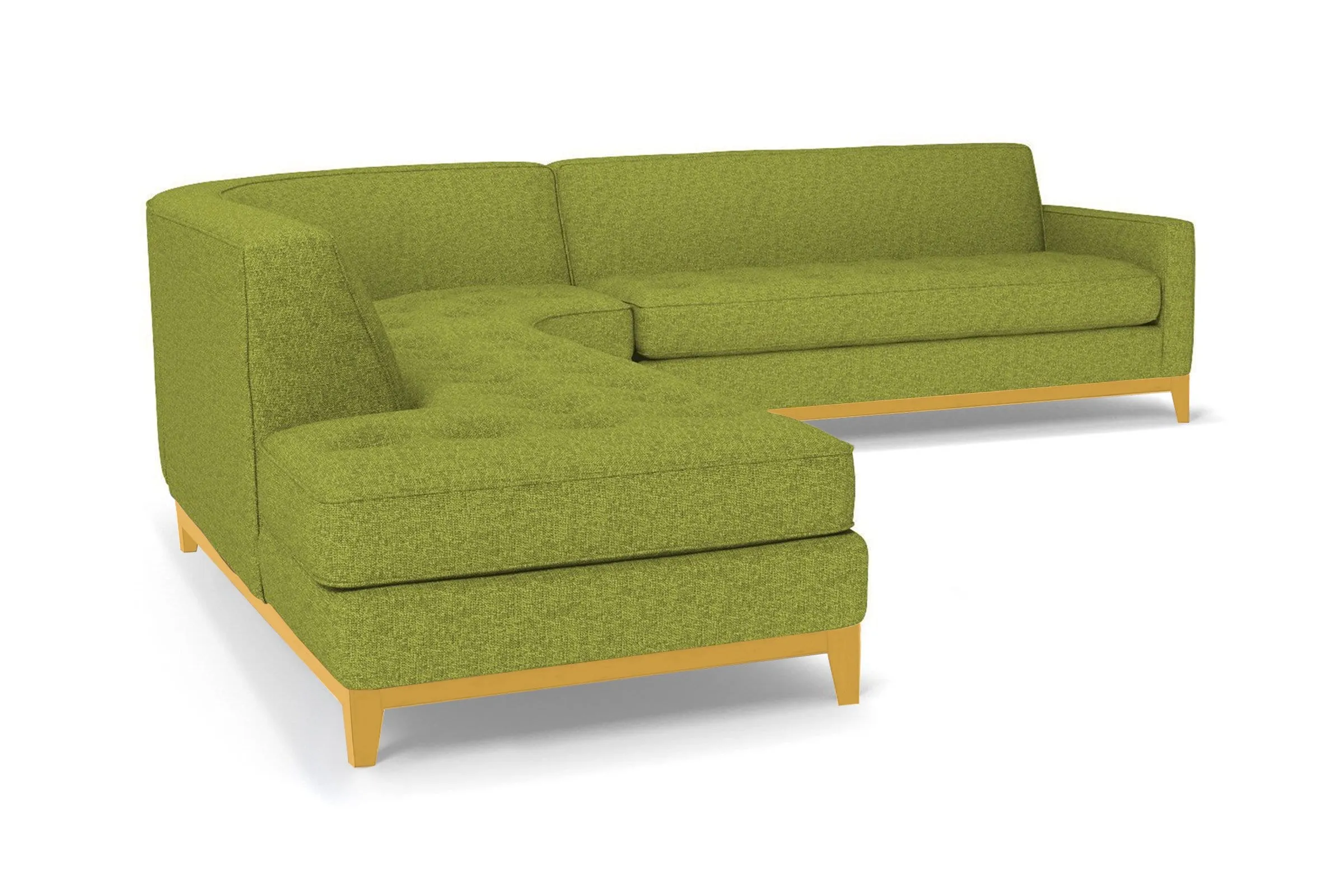 Monroe Drive 3pc Sleeper Sectional :: Leg Finish: Natural / Configuration: LAF - Chaise on the Left / Sleeper Option: Memory Foam Mattress