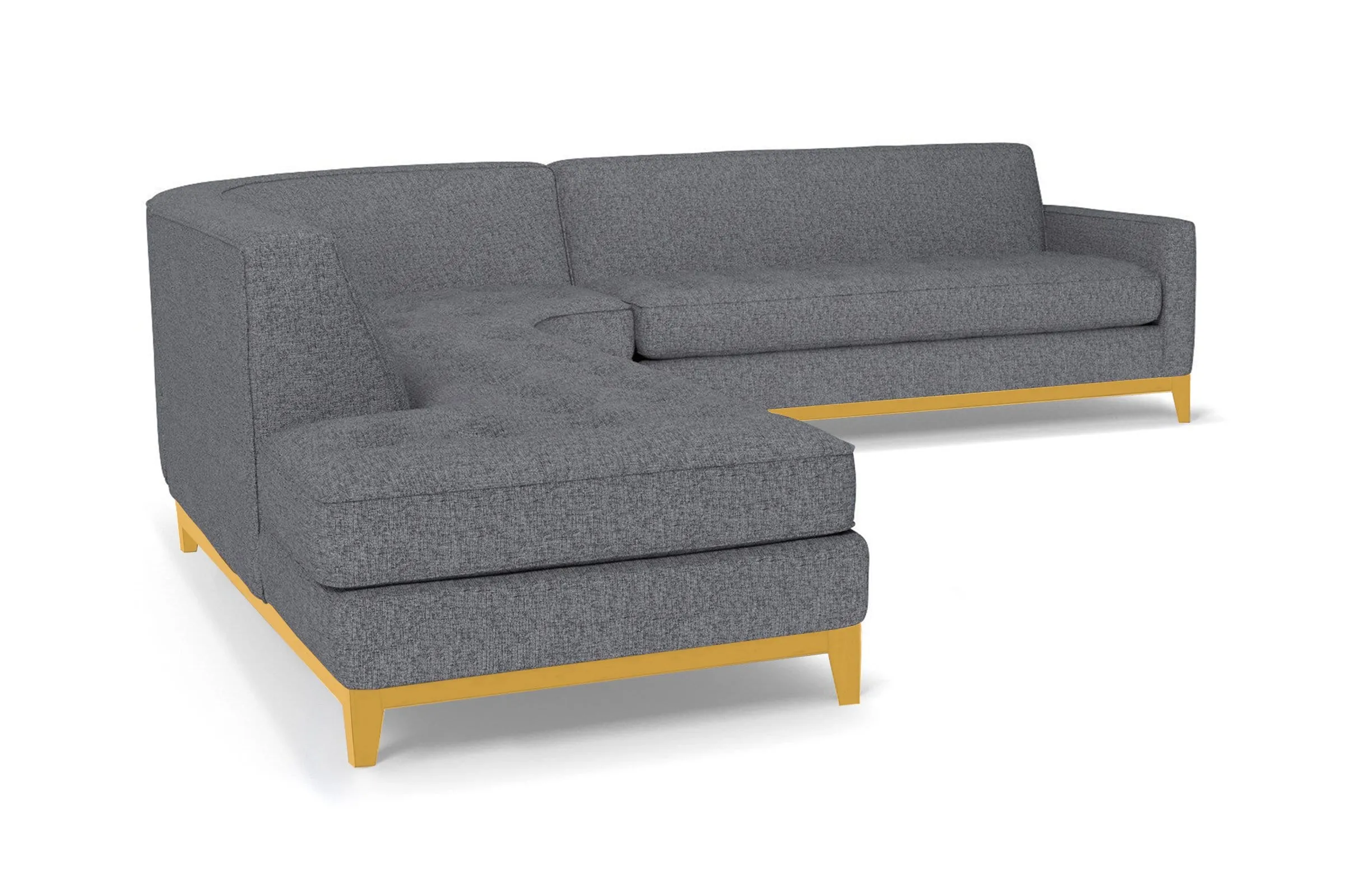Monroe Drive 3pc Sleeper Sectional :: Leg Finish: Natural / Configuration: LAF - Chaise on the Left / Sleeper Option: Memory Foam Mattress
