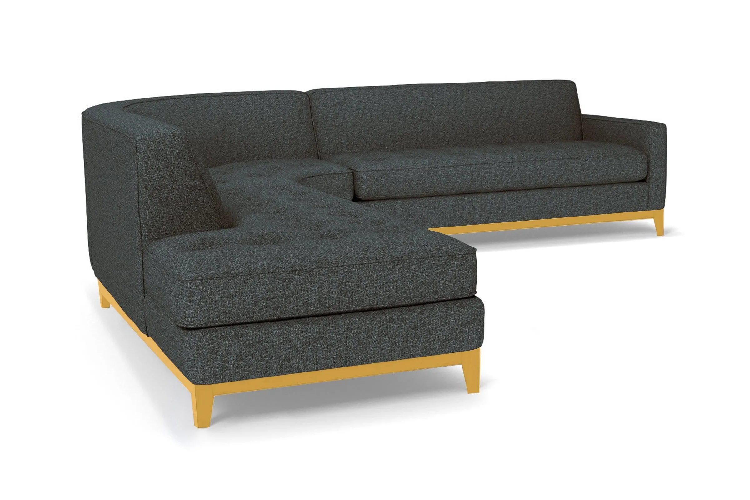 Monroe Drive 3pc Sleeper Sectional :: Leg Finish: Natural / Configuration: LAF - Chaise on the Left / Sleeper Option: Memory Foam Mattress