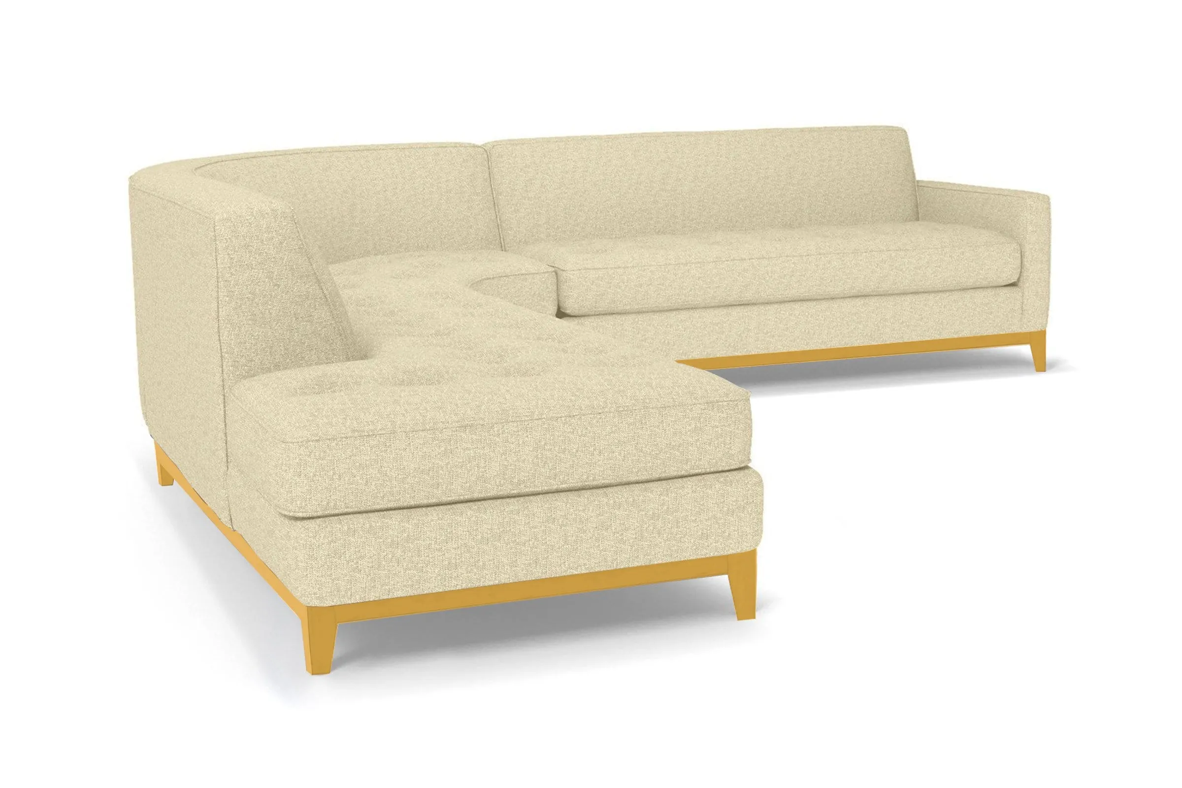 Monroe Drive 3pc Sleeper Sectional :: Leg Finish: Natural / Configuration: LAF - Chaise on the Left / Sleeper Option: Memory Foam Mattress