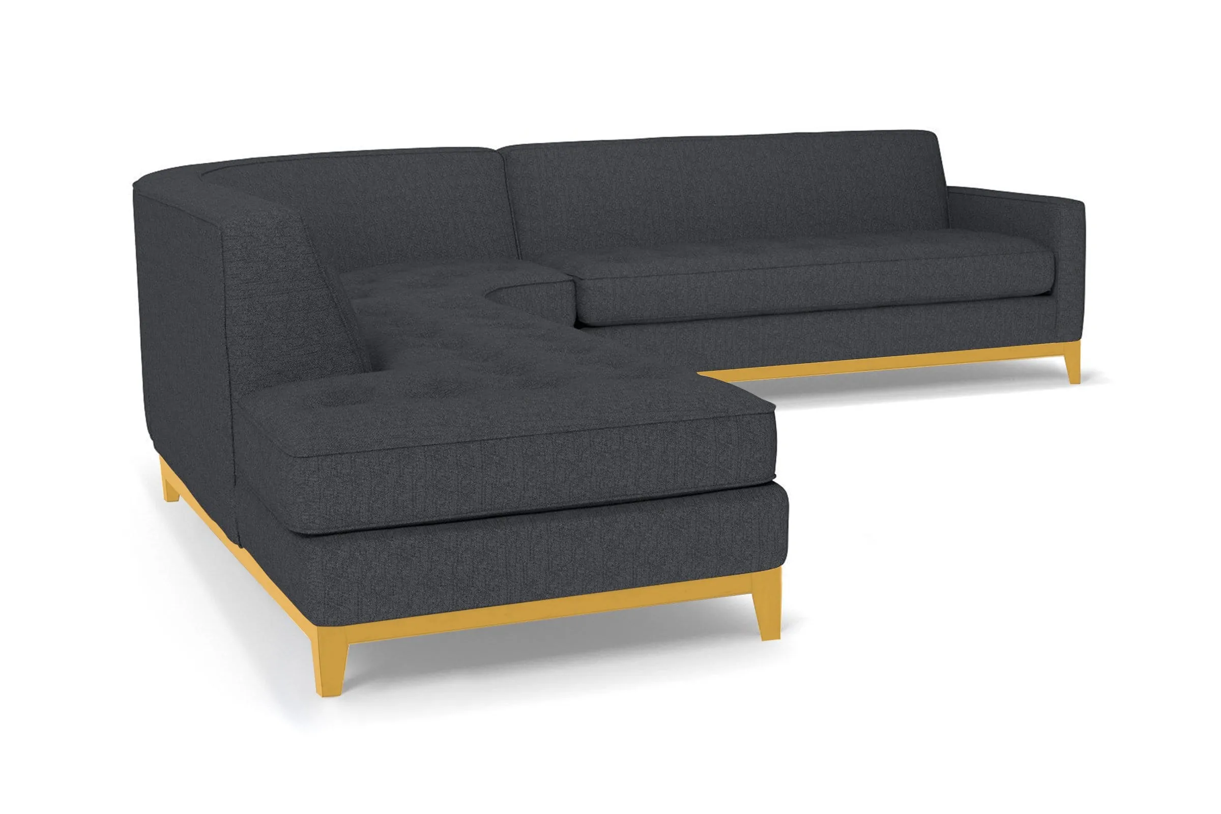 Monroe Drive 3pc Sleeper Sectional :: Leg Finish: Natural / Configuration: LAF - Chaise on the Left / Sleeper Option: Memory Foam Mattress