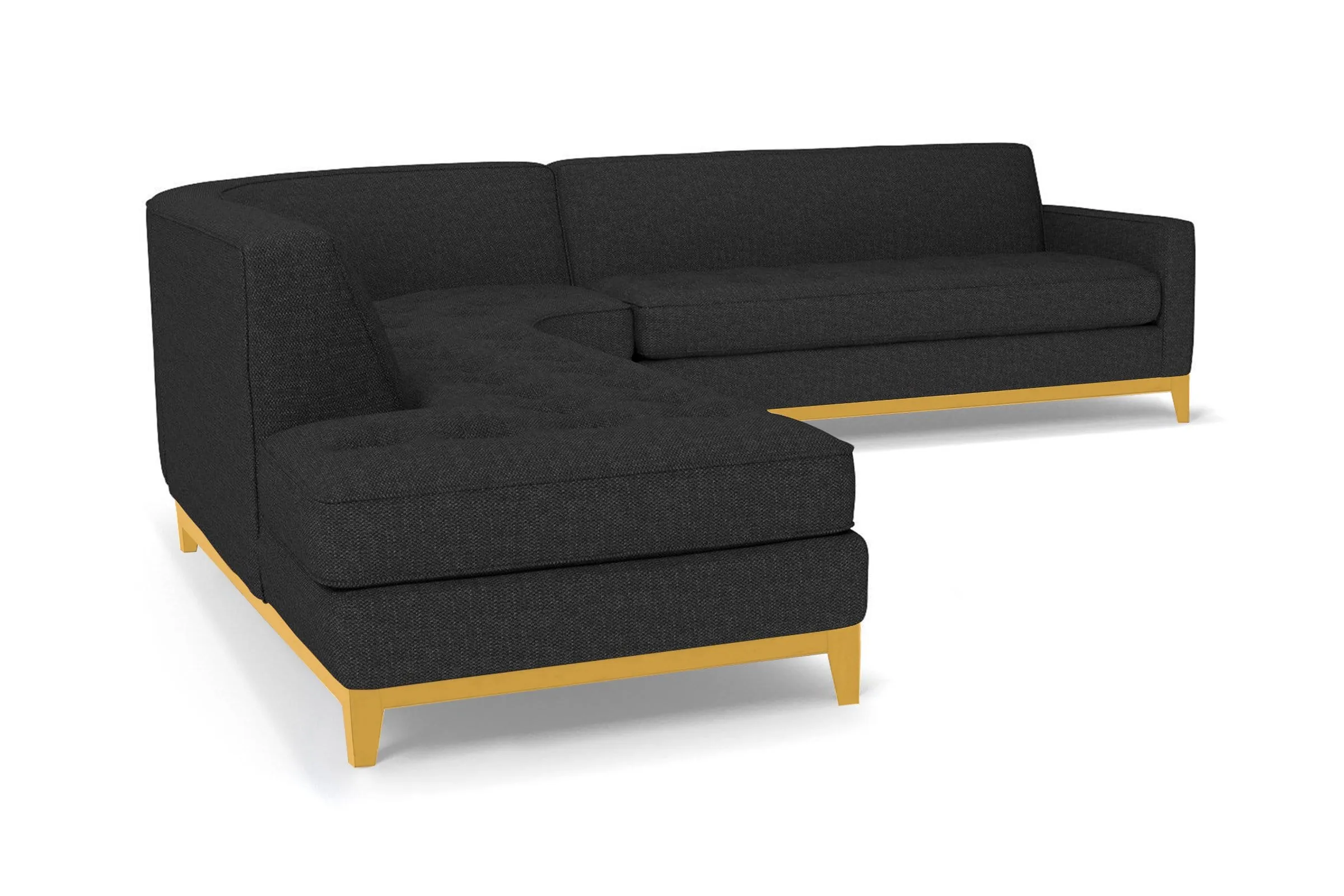 Monroe Drive 3pc Sleeper Sectional :: Leg Finish: Natural / Configuration: LAF - Chaise on the Left / Sleeper Option: Memory Foam Mattress
