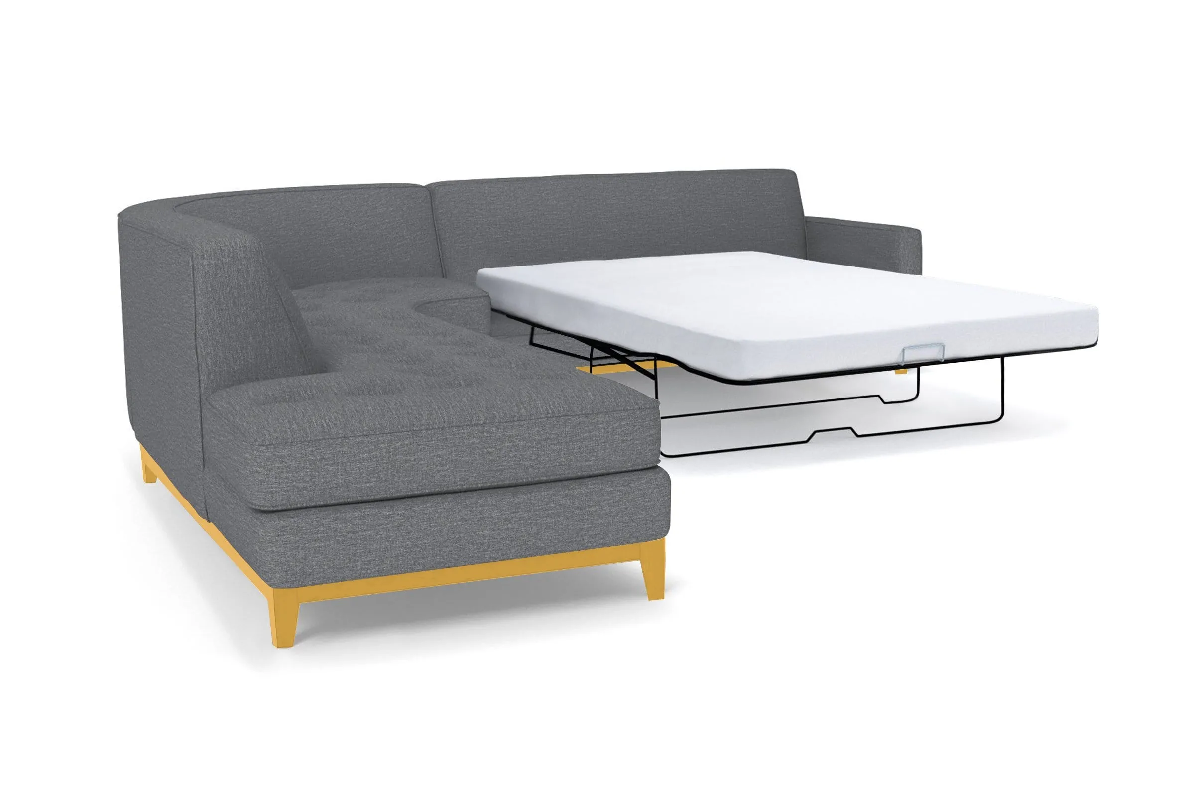 Monroe Drive 3pc Sleeper Sectional :: Leg Finish: Natural / Configuration: LAF - Chaise on the Left / Sleeper Option: Memory Foam Mattress