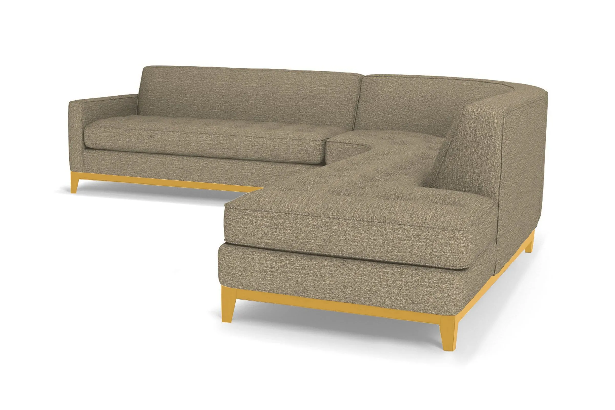 Monroe Drive 3pc Sleeper Sectional :: Leg Finish: Natural / Configuration: RAF - Chaise on the Right / Sleeper Option: Deluxe Innerspring Mattress