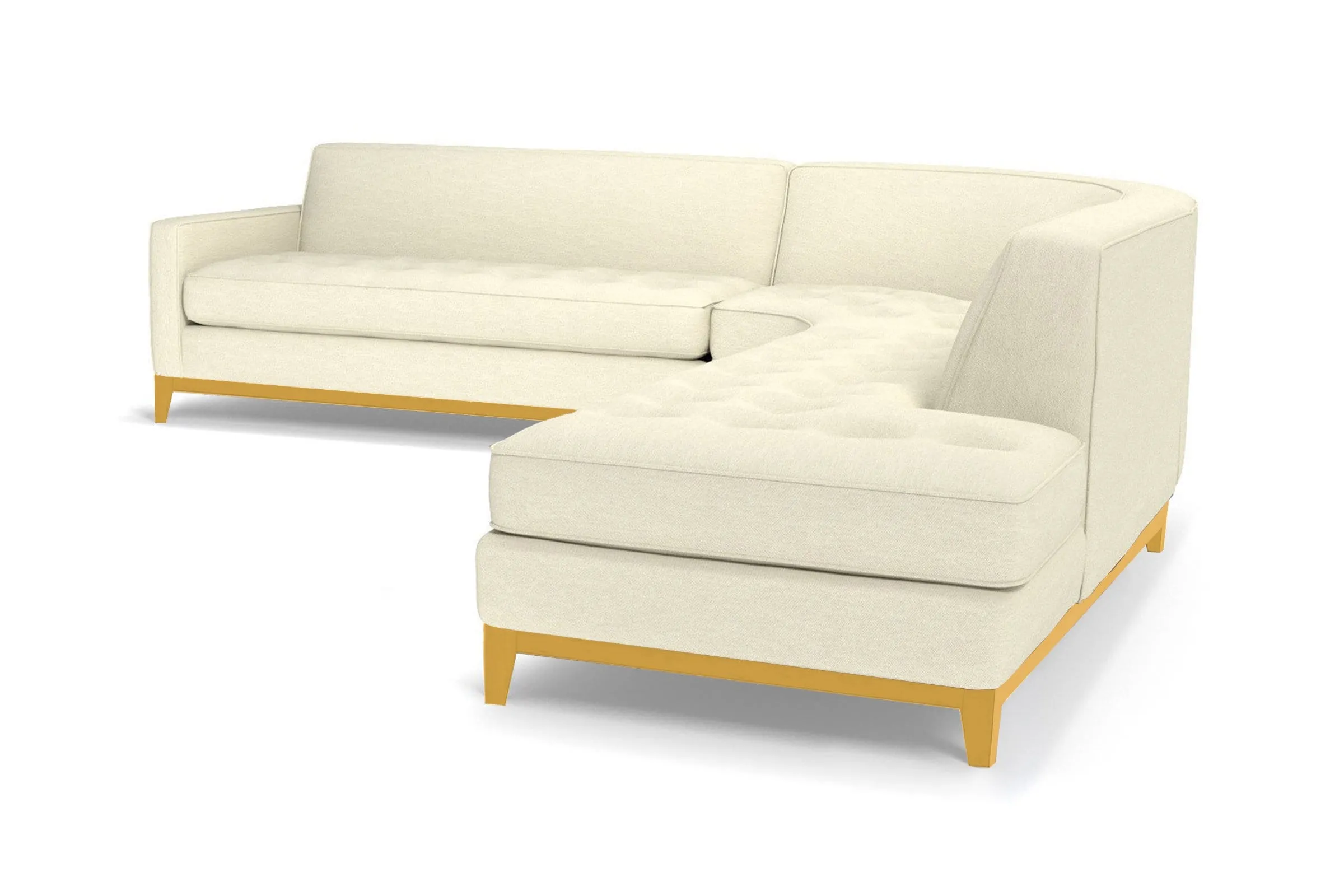 Monroe Drive 3pc Sleeper Sectional :: Leg Finish: Natural / Configuration: RAF - Chaise on the Right / Sleeper Option: Deluxe Innerspring Mattress