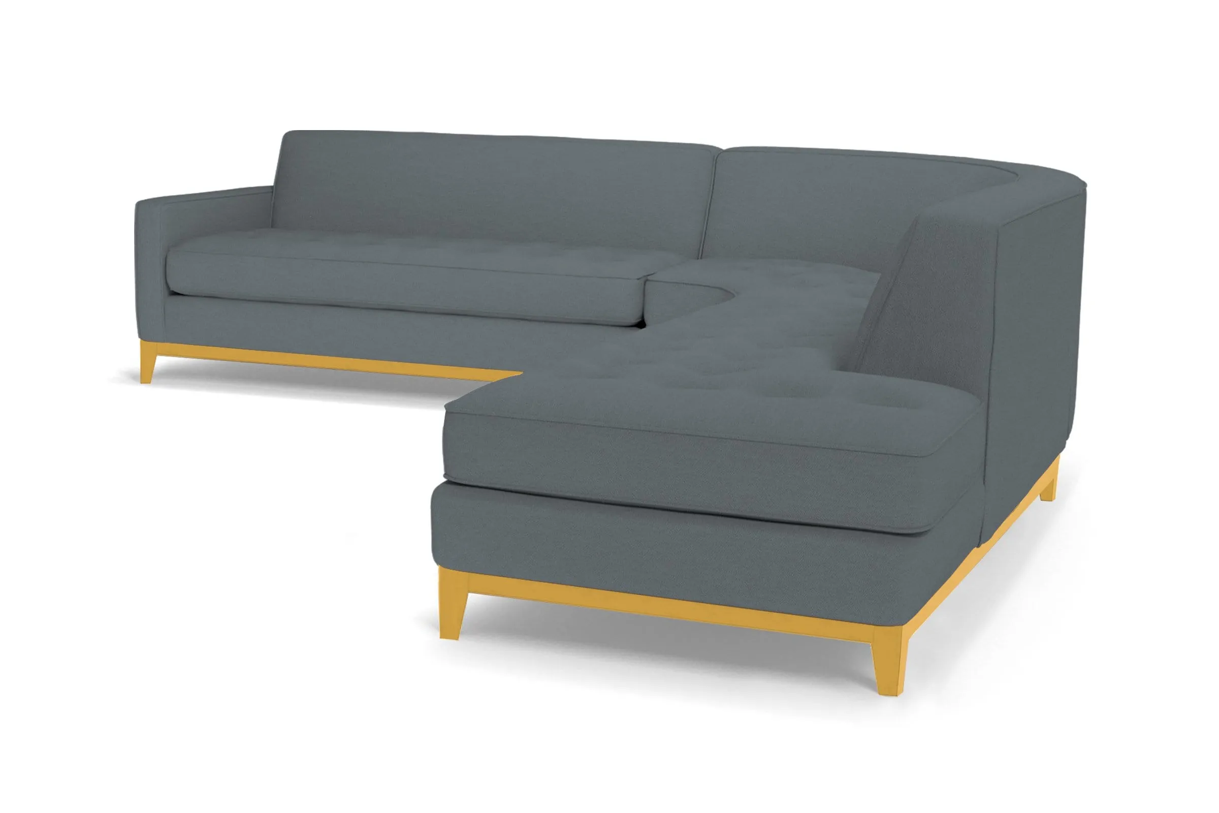 Monroe Drive 3pc Sleeper Sectional :: Leg Finish: Natural / Configuration: RAF - Chaise on the Right / Sleeper Option: Deluxe Innerspring Mattress