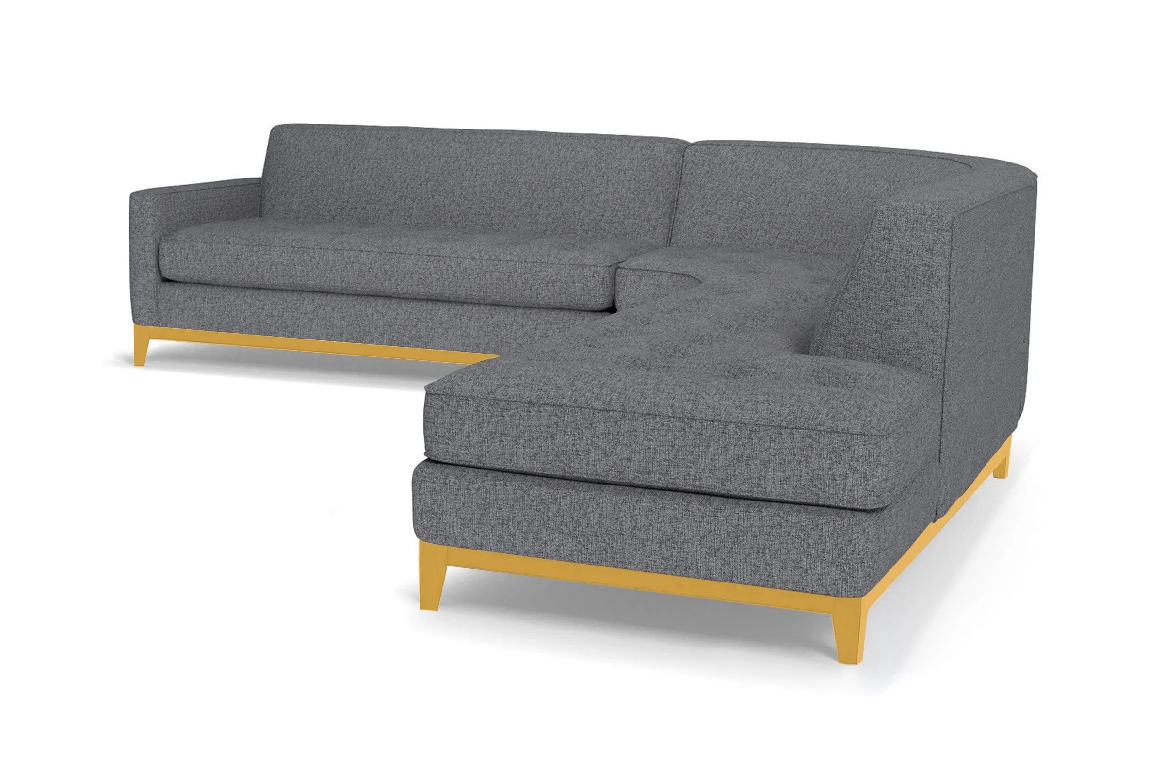 Monroe Drive 3pc Sleeper Sectional :: Leg Finish: Natural / Configuration: RAF - Chaise on the Right / Sleeper Option: Deluxe Innerspring Mattress