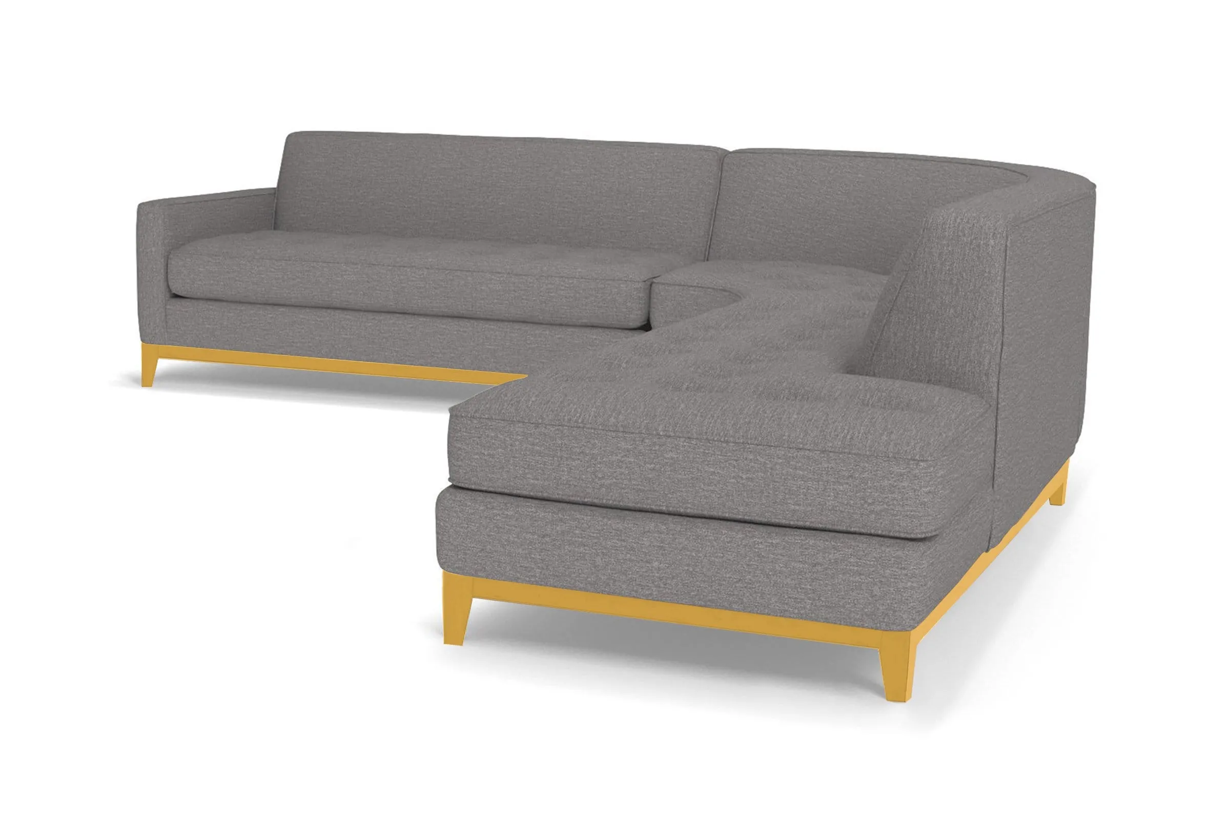 Monroe Drive 3pc Sleeper Sectional :: Leg Finish: Natural / Configuration: RAF - Chaise on the Right / Sleeper Option: Deluxe Innerspring Mattress