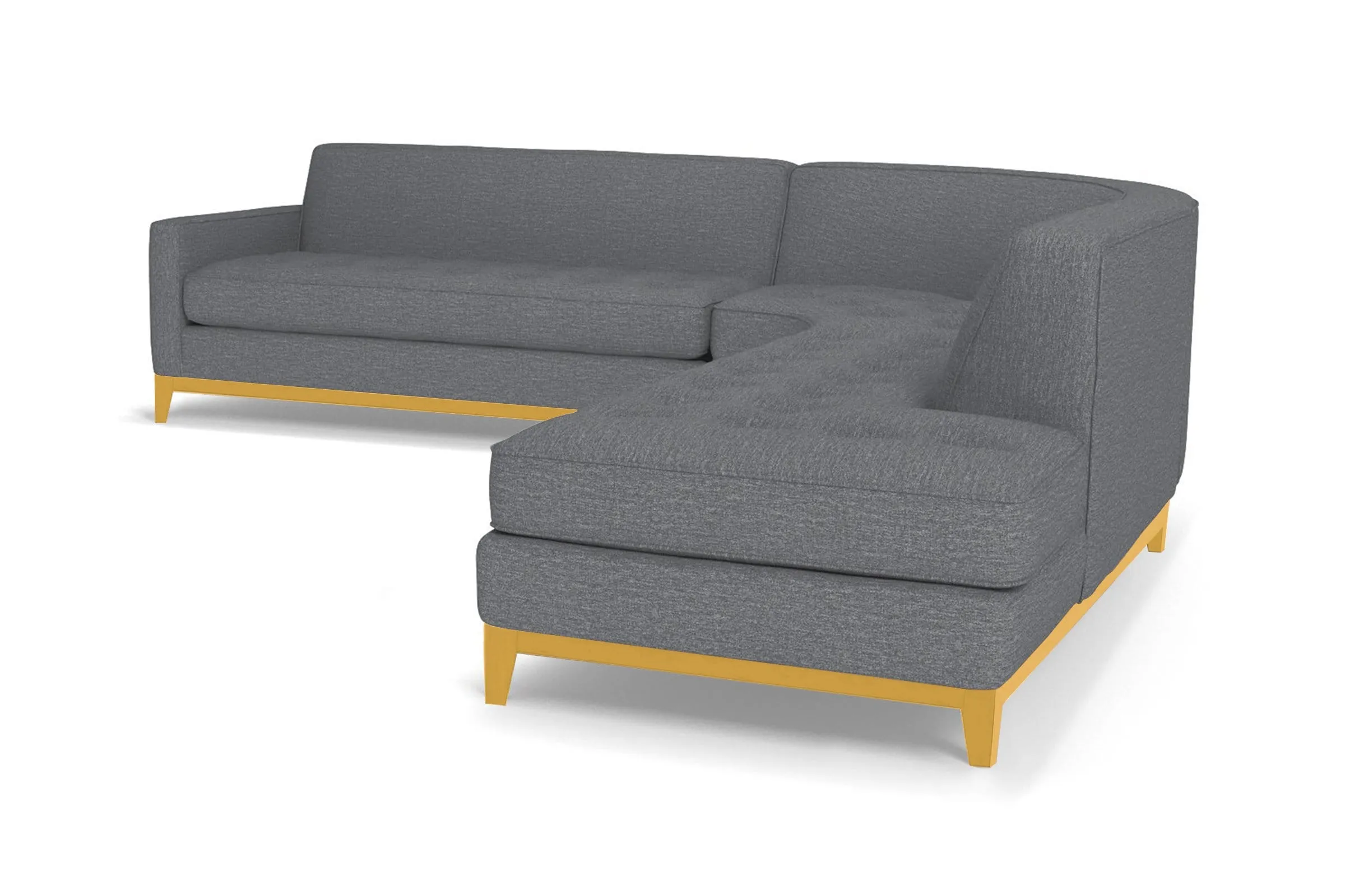 Monroe Drive 3pc Sleeper Sectional :: Leg Finish: Natural / Configuration: RAF - Chaise on the Right / Sleeper Option: Deluxe Innerspring Mattress