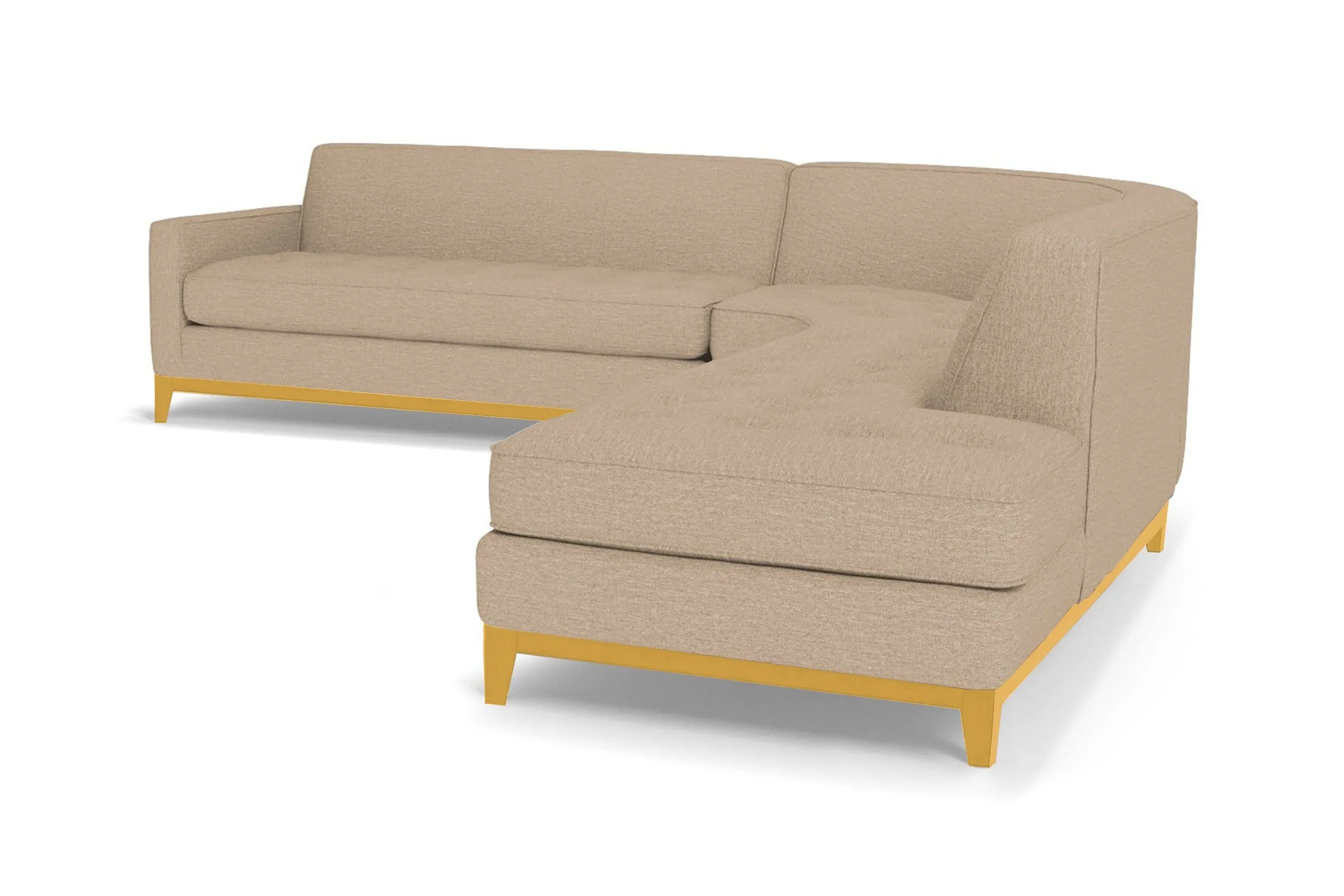 Monroe Drive 3pc Sleeper Sectional :: Leg Finish: Natural / Configuration: RAF - Chaise on the Right / Sleeper Option: Deluxe Innerspring Mattress