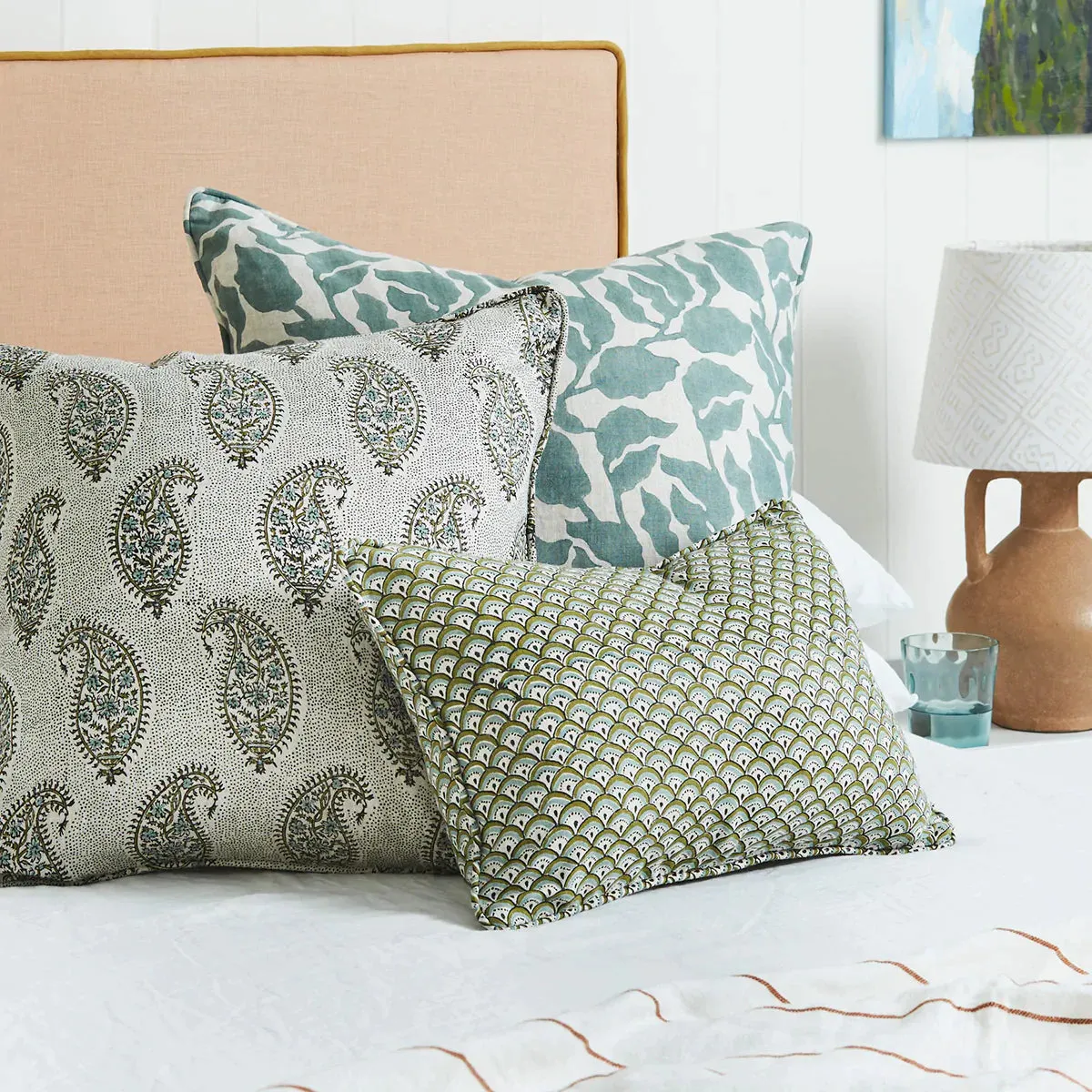 Paisley Moss Linen Cushion