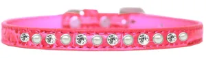 Pearl And Clear Jewel Croc Dog Collar Bright Pink Size 10
