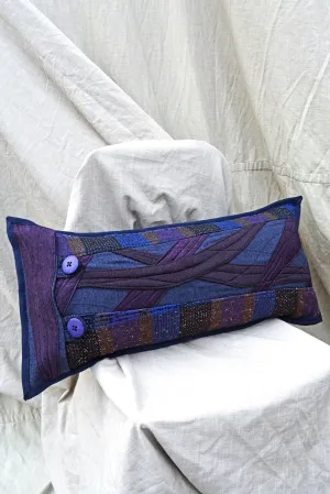 RECTANGLE APPLIQUE CUSHION - AMETHYST DENIM