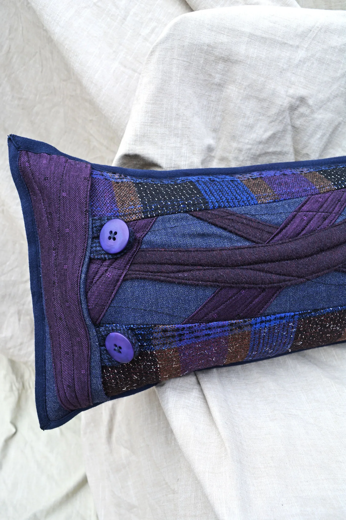 RECTANGLE APPLIQUE CUSHION - AMETHYST DENIM