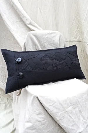RECTANGLE APPLIQUE CUSHION - ONYX OBSIDIAN