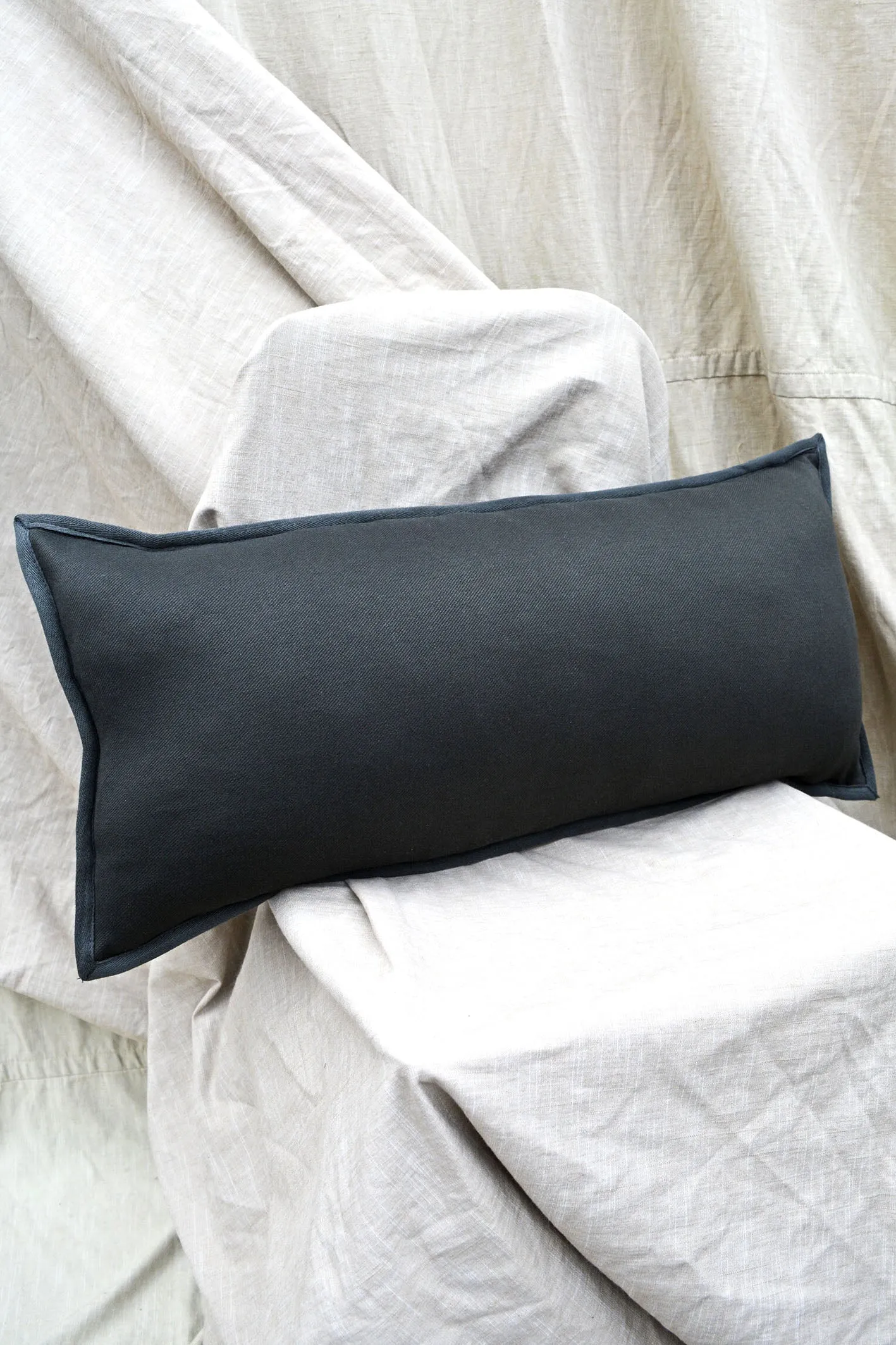 RECTANGLE APPLIQUE CUSHION -UMBER SLATE