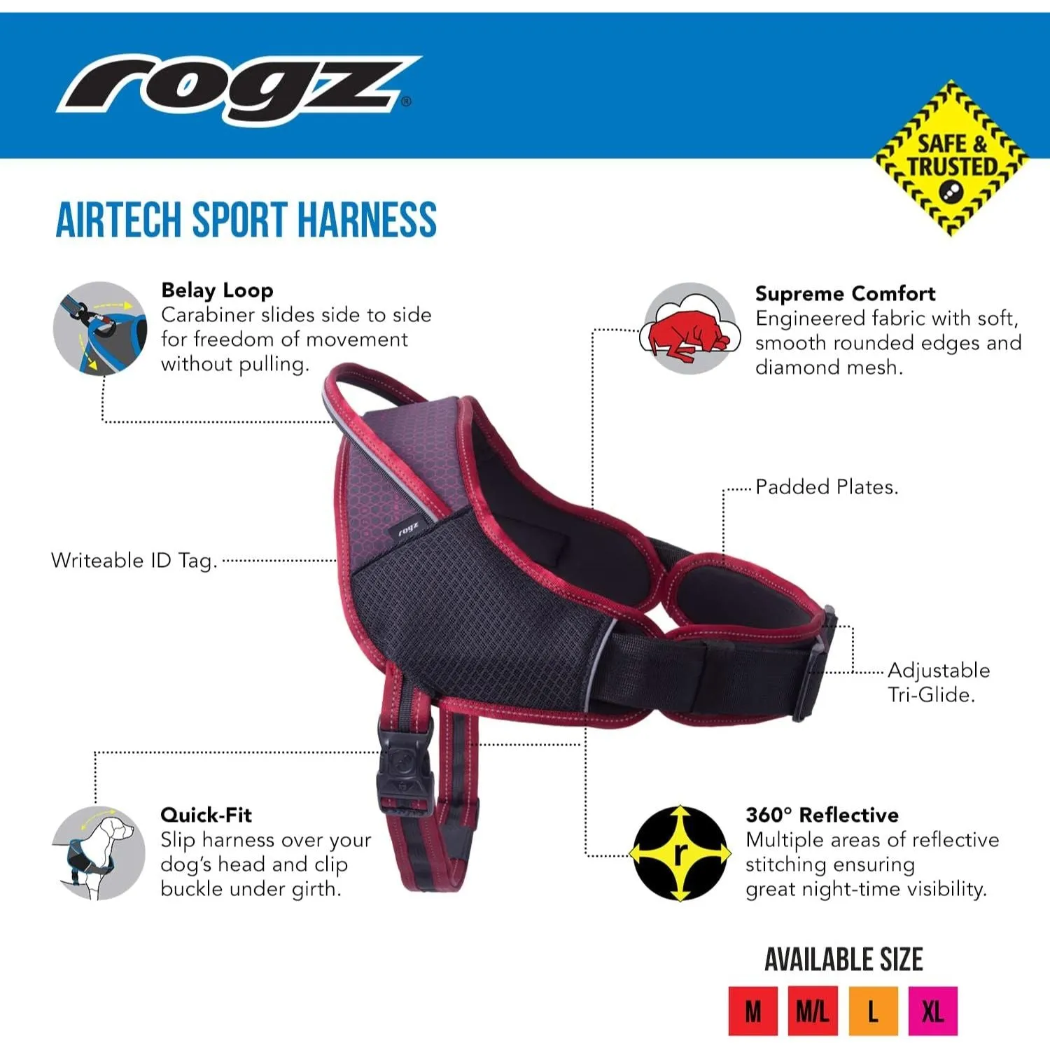 Rogz Airtech Sport Dog Harness Burnt Ochre - Medium