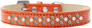 Sprinkles Ice Cream Dog Collar Pearl and AB Crystals Size 18 Orange