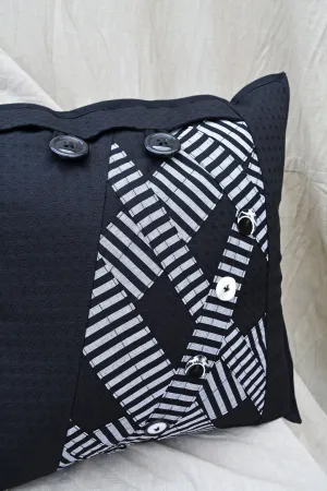 SQUARE APPLIQUE CUSHION - ONYX STRIPE