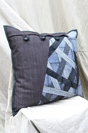 SQUARE APPLIQUE CUSHION - UMBER SLATE