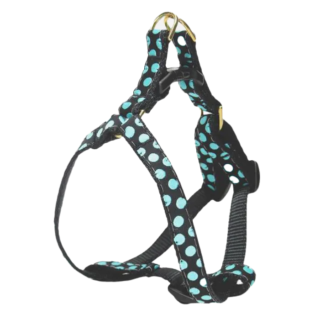 Teacup Harness | Black & Aqua Dots